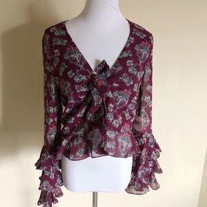 NWT Tularosa Winnie tie front ruffle blouse purple